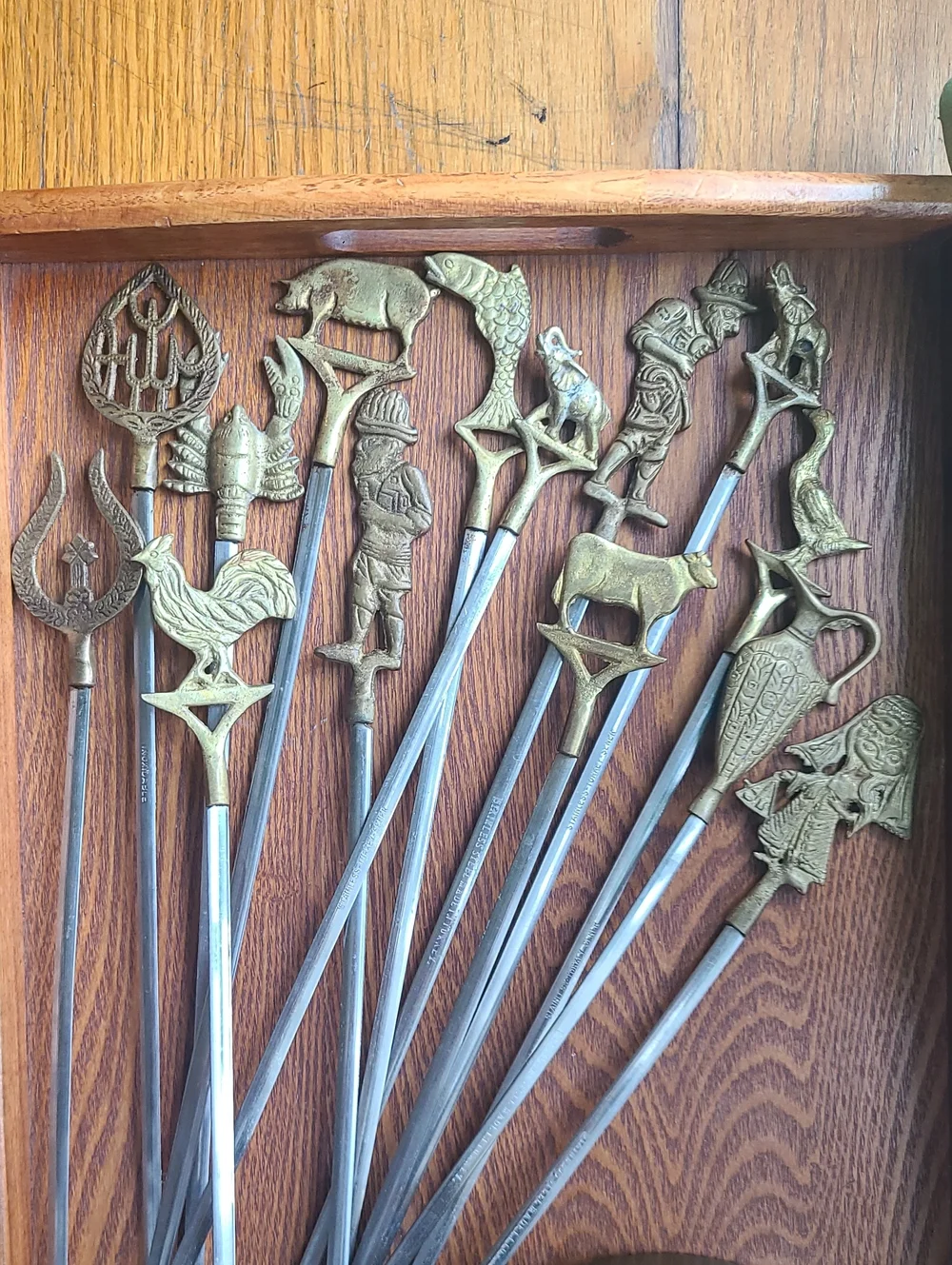 Vintage Turkish Brass-Top Decorative Skewers - Assorted Animal & Figure Designs